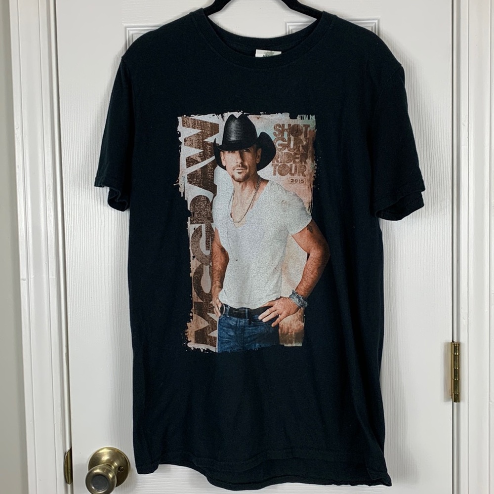 Gildan softstyle ring spun Tim McGraw 2015 Shot Gun Rider Tour tee shirt Med.